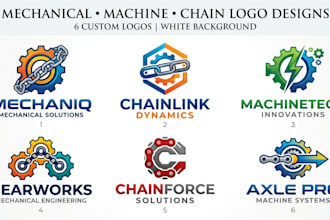 design a custom mechanical, machine, and chain brand logo