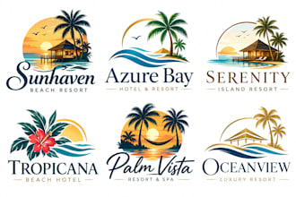 design a professional hotel, beach, tropical, vacation, hospitality resort logo
