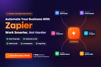 setup zapier automation, zaps, webhooks and ai workflow integrations