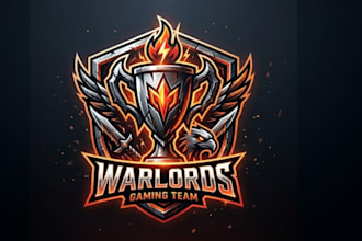 design aggressive cup trophy logo for gaming team