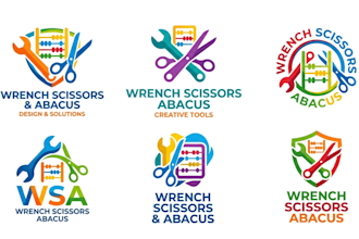 design a custom wrench, scissors, and abacus brand logo