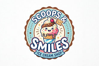 design a fun ice cream logo for shop