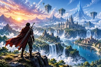 design magical fantasy worlds with castles and mountains