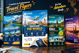design professional traveling flyer, travel brochure and tour package flyer