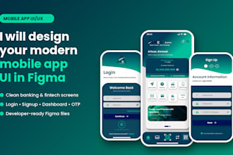 design a modern mobile app UI for banking and business apps