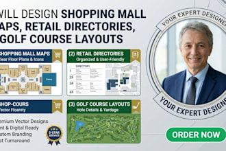 design shopping mall map retail directory or golf course layout
