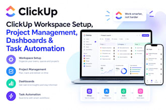 clickup workspace setup project management dashboards task ai automation