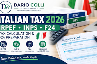 calculate italian irpef and inps tax advances and prepare f24 for 2026