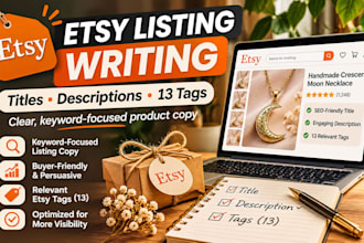write etsy product listing titles, descriptions and tags