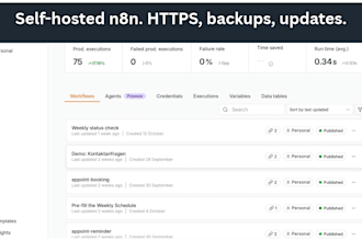 set up self hosted n8n on your server with https, backups and updates