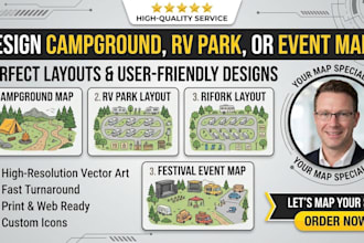 design campground map rv park layout or festival event map