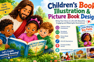 do children book illustration, story book illustration, picture kids book design