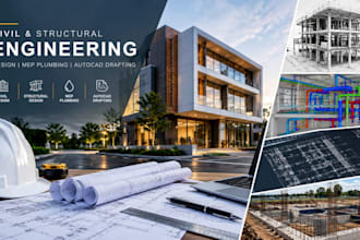 do civil and structural engineering design, mep plumbing, autocad drafting