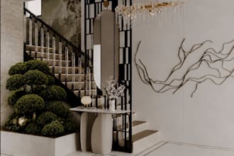 render realistic interior design and room visualization