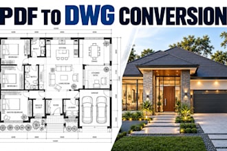 redraw scanned house blueprints in autocad with professional cad documentation