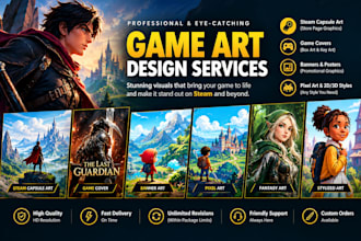 design professional steam capsule art and video game artwork