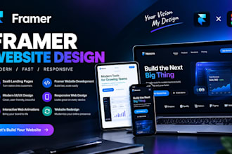 design framer website, saas landing page, responsive web design
