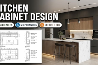 design kitchen cabinets with shop drawings cut list