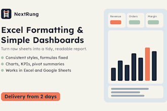 format your excel spreadsheet and build a simple dashboard