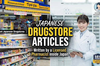write japanese drugstore and otc drug articles as a pharmacist