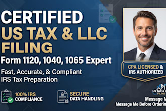 prepare and fax form 1120,105,1040 ustax return filling CPA llc register