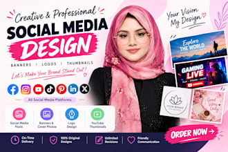 design a professional social media banners, thumbnails, logo