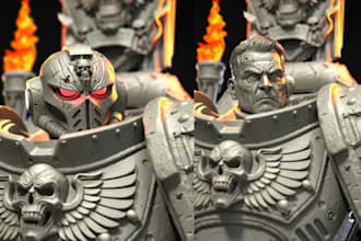 sculpt and paint custom 3d warhammer 40k, 3d space marine, 3d grimdark miniature