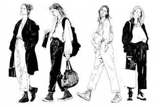 draw a character with ink illustration