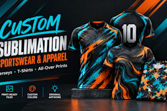 create custom sublimation design for shirts, tumbler wrap and sublimation jersey
