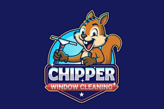 design face pro window cleaning logo with squirrel