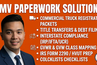 prepare commercial truck registration, title paperwork, and fleet compliance for