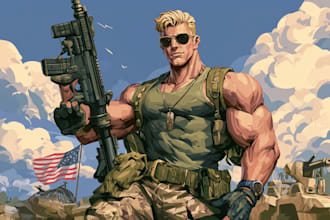 create military themed or tactical character illustration
