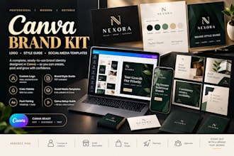 design a canva brand kit, logo, style guide and social media templates