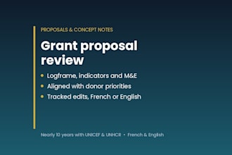 review and improve your ngo grant proposal in french or english