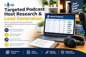 research targeted podcasts and build a qualified host lead list