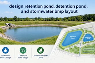 design retention pond, detention pond, and stormwater bmp layout