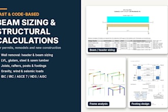 do beam sizing and structural calculations for permit