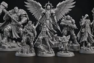 sculpt 3d miniature warhammer 40k space marines dnd figure diorama tabletop stl