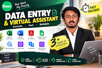 do data entry, copy paste, typing, pdf to word and excel
