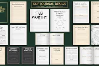 design gratitude journal,daily affirmation journal,mindfulness planner for kdp