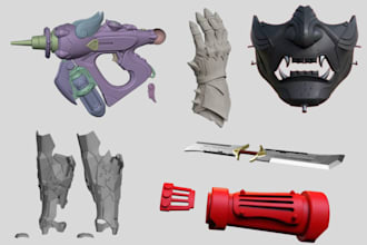 do 3d model cosplay props, 3d sword, gun design 3d weapons model for 3d printing