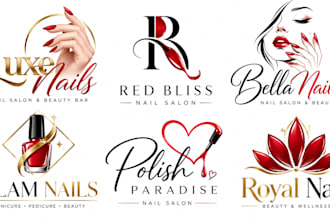 design a professional, nail salon, manicure,  beauty, cosmetics red nails logo