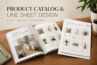 design a professional product catalog and wholesale line sheet