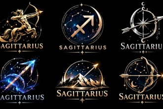 design a modern, zodiac, astrology, constellation, horoscope sagittarius logo
