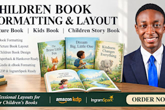 do children book formatting, picture book, kids book, children story book layout