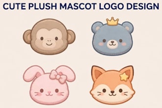 design a kawaii plush mascot logo, merch for your brand