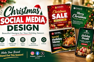 design christmas social media posts and holiday promotional graphics