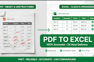 convert PDF, scanned image to excel and google sheets in 24h
