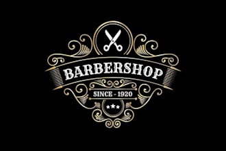 design a modern vintage barber shop logo for your brand
