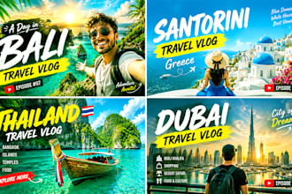 create a design ai health travel vlog and podcast youtube thumbnail